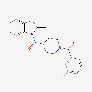 molecular formula C22H23FN2O2 B4665635 1-{[1-(3-fluorobenzoyl)-4-piperidinyl]carbonyl}-2-methylindoline 