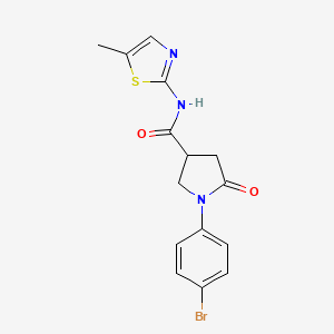 molecular formula C15H14BrN3O2S B4665657 1-(4-bromophenyl)-N-(5-methyl-1,3-thiazol-2-yl)-5-oxo-3-pyrrolidinecarboxamide 