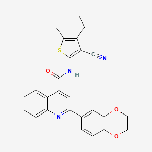 molecular formula C26H21N3O3S B4665658 N-(3-cyano-4-ethyl-5-methyl-2-thienyl)-2-(2,3-dihydro-1,4-benzodioxin-6-yl)-4-quinolinecarboxamide 