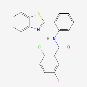 molecular formula C20H12ClIN2OS B4665664 N-[2-(1,3-benzothiazol-2-yl)phenyl]-2-chloro-5-iodobenzamide 