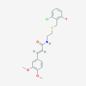 molecular formula C20H21ClFNO3S B4665672 N-{2-[(2-chloro-6-fluorobenzyl)thio]ethyl}-3-(3,4-dimethoxyphenyl)acrylamide 