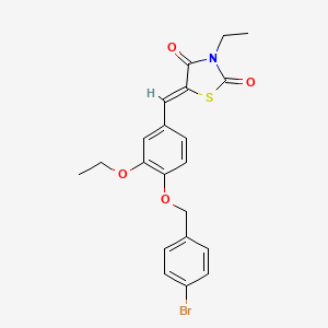 molecular formula C21H20BrNO4S B4665706 5-{4-[(4-bromobenzyl)oxy]-3-ethoxybenzylidene}-3-ethyl-1,3-thiazolidine-2,4-dione 