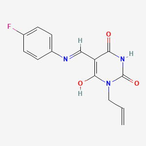 molecular formula C14H12FN3O3 B4665717 1-allyl-5-{[(4-fluorophenyl)amino]methylene}-2,4,6(1H,3H,5H)-pyrimidinetrione 