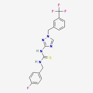 molecular formula C18H15F4N5S B4665724 N-(4-fluorobenzyl)-N'-{1-[3-(trifluoromethyl)benzyl]-1H-1,2,4-triazol-3-yl}thiourea 