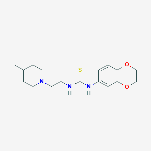 molecular formula C18H27N3O2S B4665763 N-(2,3-dihydro-1,4-benzodioxin-6-yl)-N'-[1-methyl-2-(4-methyl-1-piperidinyl)ethyl]thiourea 