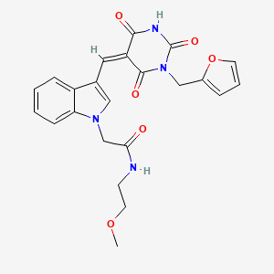 molecular formula C23H22N4O6 B4665772 2-(3-{[1-(2-furylmethyl)-2,4,6-trioxotetrahydro-5(2H)-pyrimidinylidene]methyl}-1H-indol-1-yl)-N-(2-methoxyethyl)acetamide 