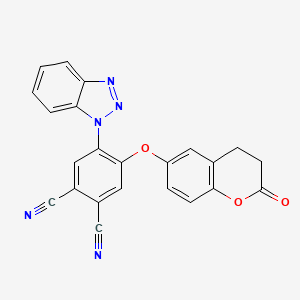 molecular formula C23H13N5O3 B4665796 4-(1H-1,2,3-benzotriazol-1-yl)-5-[(2-oxo-3,4-dihydro-2H-chromen-6-yl)oxy]phthalonitrile 