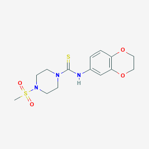 molecular formula C14H19N3O4S2 B4665835 N-(2,3-dihydro-1,4-benzodioxin-6-yl)-4-(methylsulfonyl)-1-piperazinecarbothioamide 