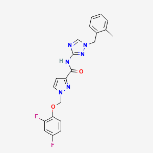 molecular formula C21H18F2N6O2 B4665844 1-[(2,4-difluorophenoxy)methyl]-N-[1-(2-methylbenzyl)-1H-1,2,4-triazol-3-yl]-1H-pyrazole-3-carboxamide 