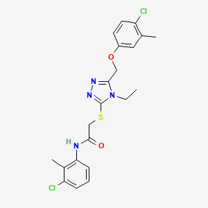 molecular formula C21H22Cl2N4O2S B4665849 2-({5-[(4-chloro-3-methylphenoxy)methyl]-4-ethyl-4H-1,2,4-triazol-3-yl}thio)-N-(3-chloro-2-methylphenyl)acetamide 