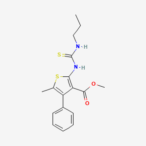 molecular formula C17H20N2O2S2 B4665853 methyl 5-methyl-4-phenyl-2-{[(propylamino)carbonothioyl]amino}-3-thiophenecarboxylate 
