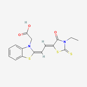 [2-[2-(3-ethyl-4-oxo-2-thioxo-1,3-thiazolidin-5-ylidene)ethylidene]-1,3-benzothiazol-3(2H)-yl]acetic acid