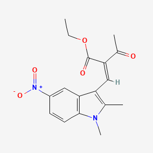 molecular formula C17H18N2O5 B4665889 ethyl 2-acetyl-3-(1,2-dimethyl-5-nitro-1H-indol-3-yl)acrylate 
