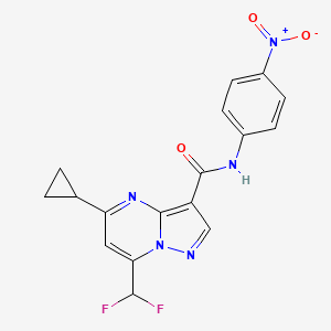 molecular formula C17H13F2N5O3 B4665907 5-cyclopropyl-7-(difluoromethyl)-N-(4-nitrophenyl)pyrazolo[1,5-a]pyrimidine-3-carboxamide 