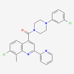 molecular formula C26H22Cl2N4O B4665916 7-chloro-4-{[4-(3-chlorophenyl)-1-piperazinyl]carbonyl}-8-methyl-2-(2-pyridinyl)quinoline 
