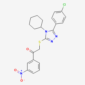 molecular formula C22H21ClN4O3S B4665959 2-{[5-(4-chlorophenyl)-4-cyclohexyl-4H-1,2,4-triazol-3-yl]thio}-1-(3-nitrophenyl)ethanone 