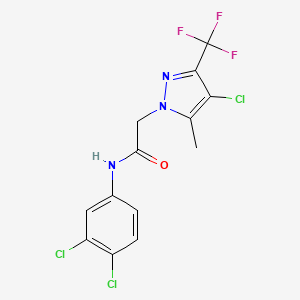 molecular formula C13H9Cl3F3N3O B4665960 2-[4-chloro-5-methyl-3-(trifluoromethyl)-1H-pyrazol-1-yl]-N-(3,4-dichlorophenyl)acetamide 