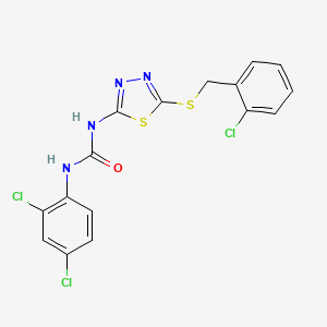 molecular formula C16H11Cl3N4OS2 B4665980 N-{5-[(2-chlorobenzyl)thio]-1,3,4-thiadiazol-2-yl}-N'-(2,4-dichlorophenyl)urea CAS No. 6372-28-7