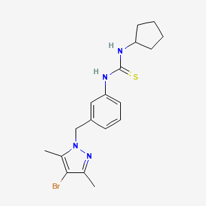 molecular formula C18H23BrN4S B4665999 N-{3-[(4-bromo-3,5-dimethyl-1H-pyrazol-1-yl)methyl]phenyl}-N'-cyclopentylthiourea 