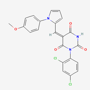 molecular formula C22H15Cl2N3O4 B4666008 1-(2,4-dichlorophenyl)-5-{[1-(4-methoxyphenyl)-1H-pyrrol-2-yl]methylene}-2,4,6(1H,3H,5H)-pyrimidinetrione 