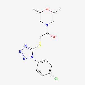 molecular formula C15H18ClN5O2S B4666117 4-({[1-(4-chlorophenyl)-1H-tetrazol-5-yl]thio}acetyl)-2,6-dimethylmorpholine 