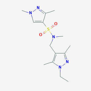 molecular formula C14H23N5O2S B4666172 N-[(1-ethyl-3,5-dimethyl-1H-pyrazol-4-yl)methyl]-N,1,3-trimethyl-1H-pyrazole-4-sulfonamide 