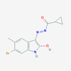 molecular formula C13H12BrN3O2 B466622 N'-(6-bromo-5-methyl-2-oxo-1,2-dihydro-3H-indol-3-ylidene)cyclopropanecarbohydrazide 