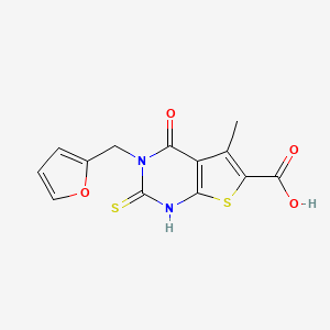 molecular formula C13H10N2O4S2 B4666287 3-(2-furylmethyl)-2-mercapto-5-methyl-4-oxo-3,4-dihydrothieno[2,3-d]pyrimidine-6-carboxylic acid 