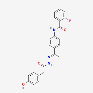 molecular formula C23H20FN3O3 B4666304 2-fluoro-N-(4-{N-[(4-hydroxyphenyl)acetyl]ethanehydrazonoyl}phenyl)benzamide 