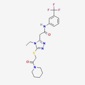 molecular formula C20H24F3N5O2S B4666309 2-(4-ethyl-5-{[2-oxo-2-(1-piperidinyl)ethyl]thio}-4H-1,2,4-triazol-3-yl)-N-[3-(trifluoromethyl)phenyl]acetamide 