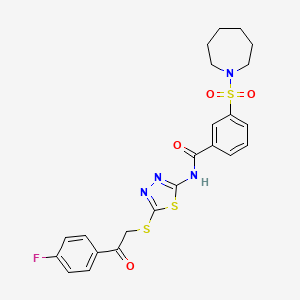 molecular formula C23H23FN4O4S3 B4666352 3-(1-azepanylsulfonyl)-N-(5-{[2-(4-fluorophenyl)-2-oxoethyl]thio}-1,3,4-thiadiazol-2-yl)benzamide 