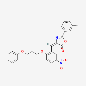 molecular formula C26H22N2O6 B4666417 2-(3-methylphenyl)-4-[5-nitro-2-(3-phenoxypropoxy)benzylidene]-1,3-oxazol-5(4H)-one 