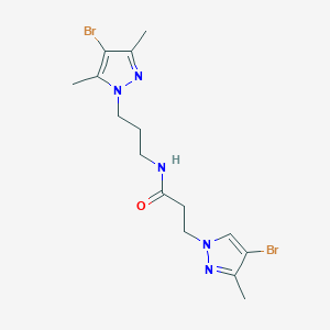 molecular formula C15H21Br2N5O B4666495 N-[3-(4-bromo-3,5-dimethyl-1H-pyrazol-1-yl)propyl]-3-(4-bromo-3-methyl-1H-pyrazol-1-yl)propanamide 