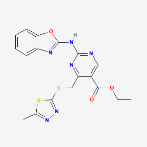 ethyl 2-(1,3-benzoxazol-2-ylamino)-4-{[(5-methyl-1,3,4-thiadiazol-2-yl)thio]methyl}-5-pyrimidinecarboxylate