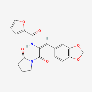 molecular formula C19H16N2O6 B4666501 N-{2-(1,3-benzodioxol-5-yl)-1-[(2-oxo-1-pyrrolidinyl)carbonyl]vinyl}-2-furamide 