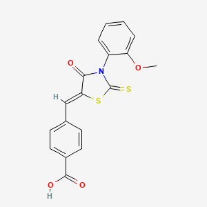 4-{[3-(2-methoxyphenyl)-4-oxo-2-thioxo-1,3-thiazolidin-5-ylidene]methyl}benzoic acid