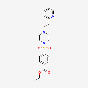 molecular formula C20H25N3O4S B4666537 ethyl 4-({4-[2-(2-pyridinyl)ethyl]-1-piperazinyl}sulfonyl)benzoate 