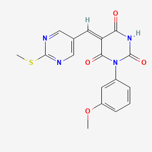 molecular formula C17H14N4O4S B4666553 1-(3-methoxyphenyl)-5-{[2-(methylthio)-5-pyrimidinyl]methylene}-2,4,6(1H,3H,5H)-pyrimidinetrione 