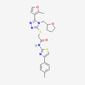 molecular formula C24H25N5O3S2 B4666571 2-{[5-(2-methyl-3-furyl)-4-(tetrahydro-2-furanylmethyl)-4H-1,2,4-triazol-3-yl]thio}-N-[4-(4-methylphenyl)-1,3-thiazol-2-yl]acetamide 