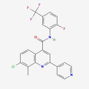 molecular formula C23H14ClF4N3O B4666584 7-chloro-N-[2-fluoro-5-(trifluoromethyl)phenyl]-8-methyl-2-(4-pyridinyl)-4-quinolinecarboxamide 