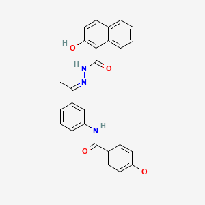 N-{3-[N-(2-hydroxy-1-naphthoyl)ethanehydrazonoyl]phenyl}-4-methoxybenzamide