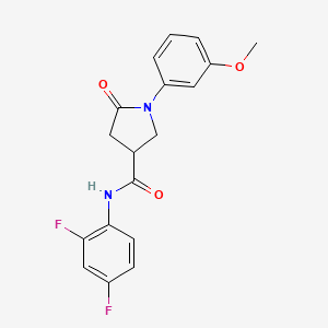 molecular formula C18H16F2N2O3 B4666642 N-(2,4-difluorophenyl)-1-(3-methoxyphenyl)-5-oxo-3-pyrrolidinecarboxamide 