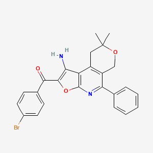 molecular formula C25H21BrN2O3 B4666665 (1-amino-8,8-dimethyl-5-phenyl-8,9-dihydro-6H-furo[2,3-b]pyrano[4,3-d]pyridin-2-yl)(4-bromophenyl)methanone CAS No. 172985-31-8