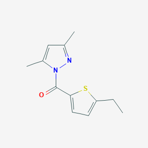molecular formula C12H14N2OS B4666679 1-[(5-ethyl-2-thienyl)carbonyl]-3,5-dimethyl-1H-pyrazole 