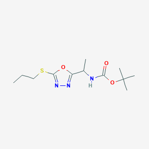 molecular formula C12H21N3O3S B4666695 tert-butyl {1-[5-(propylthio)-1,3,4-oxadiazol-2-yl]ethyl}carbamate 