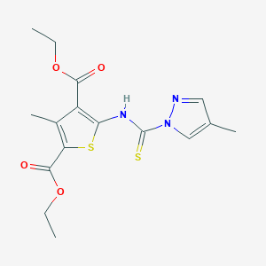 molecular formula C16H19N3O4S2 B4666784 diethyl 3-methyl-5-{[(4-methyl-1H-pyrazol-1-yl)carbonothioyl]amino}-2,4-thiophenedicarboxylate 