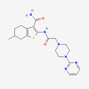 molecular formula C20H26N6O2S B4666794 6-methyl-2-({[4-(2-pyrimidinyl)-1-piperazinyl]acetyl}amino)-4,5,6,7-tetrahydro-1-benzothiophene-3-carboxamide 