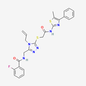 molecular formula C25H23FN6O2S2 B4666935 N-{[4-allyl-5-({2-[(5-methyl-4-phenyl-1,3-thiazol-2-yl)amino]-2-oxoethyl}thio)-4H-1,2,4-triazol-3-yl]methyl}-2-fluorobenzamide 