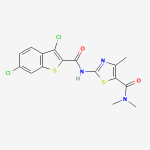 molecular formula C16H13Cl2N3O2S2 B4666965 2-{[(3,6-dichloro-1-benzothien-2-yl)carbonyl]amino}-N,N,4-trimethyl-1,3-thiazole-5-carboxamide 