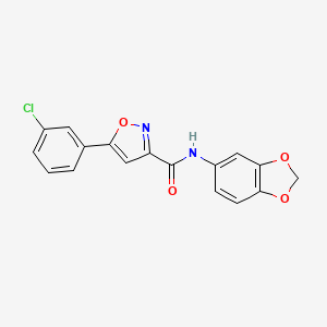 molecular formula C17H11ClN2O4 B4667029 N-1,3-benzodioxol-5-yl-5-(3-chlorophenyl)-3-isoxazolecarboxamide 